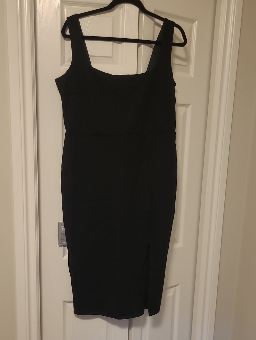 le chateau Black Midi Sheath Dress with Square Neck